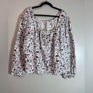 NWT A.N.A. (A New Approach) Estie Floral Peasant Top size 2X